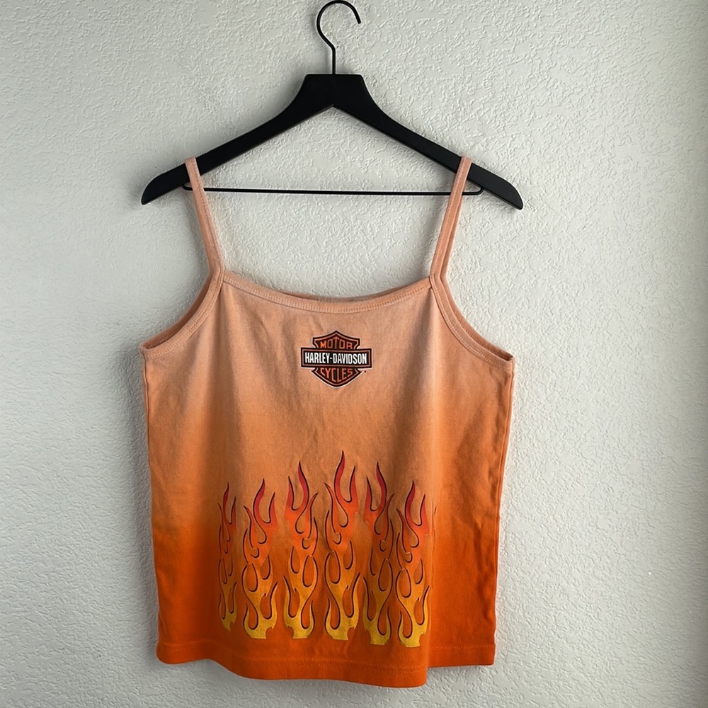 Harley Davidson Orange Ombre Flame Cami Size XL